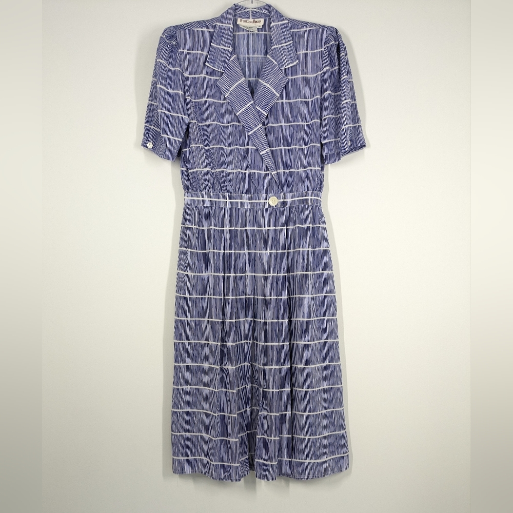 Vintage Blue & White Ticking Stripe Pattern Dress
